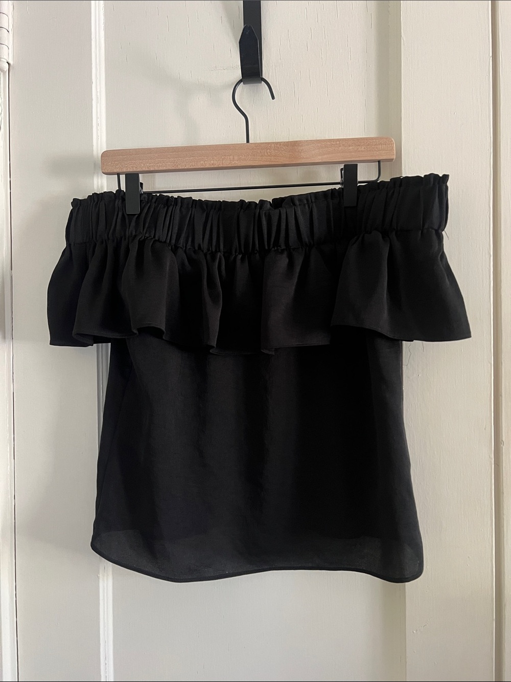 Express Black Ruffle Off-Shoulder Top